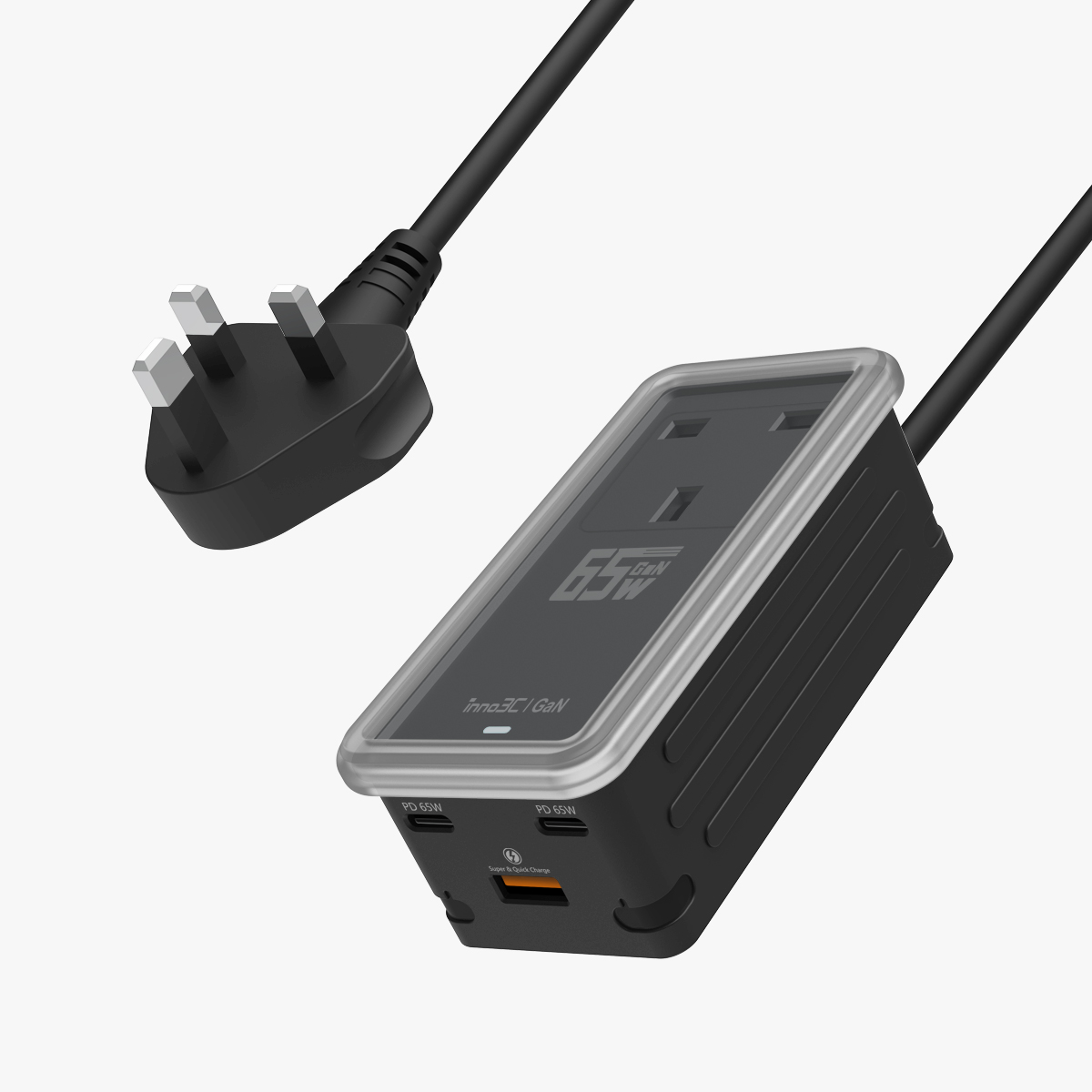Inno3C GaN 65W 3 Ports Fast Charge With Socket Box Inno3C Empowered inno3c-gan-65w-3-ports-fast-charge-with-socket-box-inno3c-empowered