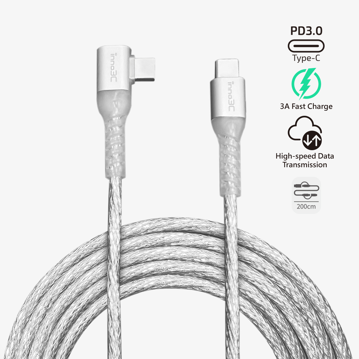 inno3C   Type-C to Type-C 60W L-shape Cable