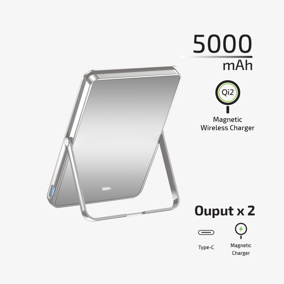 inno3C   i-5M3 Qi2 Ultra Slim Magnetic Wireless Power Bank with Stand