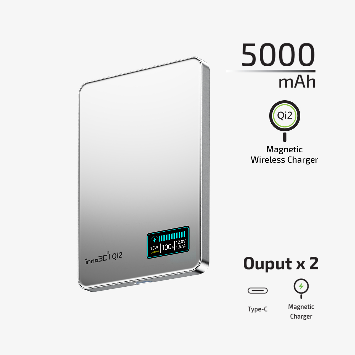 inno3C   i-5M2 Qi2 Ultra Slim Magnetic Wireless Power Bank